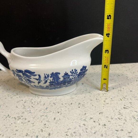 Vintage 1950s CHURCHILL Blue Willow Platter Gravy Boat Set Made in England - Picture 7 of 15